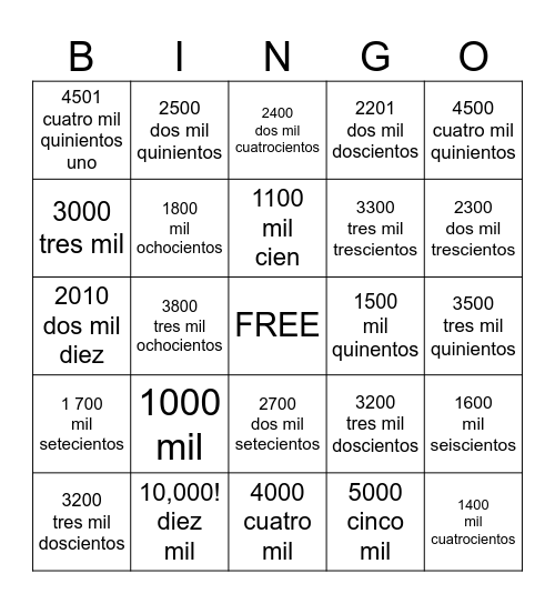 BINGO Card