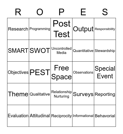 ROPES Bingo Card