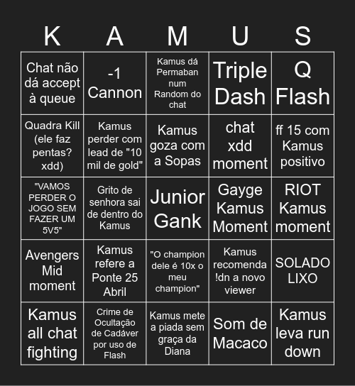 Kamus Bingo Card