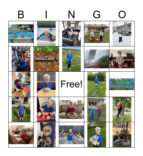 Clint's 9th Birthday Bingo Card