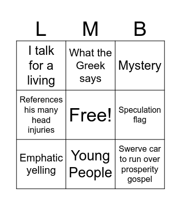 Louis Brenton preaching Bingo Card