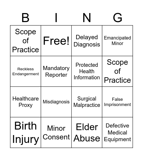 N350 Legal Concepts Bingo Card