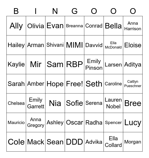 oxford bingo 2.0 Bingo Card