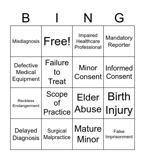 N350 Legal Concepts Bingo Card