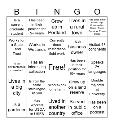 Find Someone Who Bingo Card