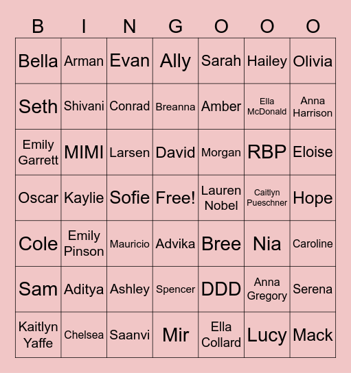oxford bingo 2.0 Bingo Card