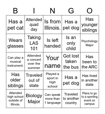 LAS 101 Edition Bingo Card