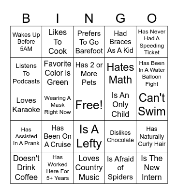 Online Team Building Bingo Card