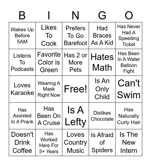 Online Team Building Bingo Card