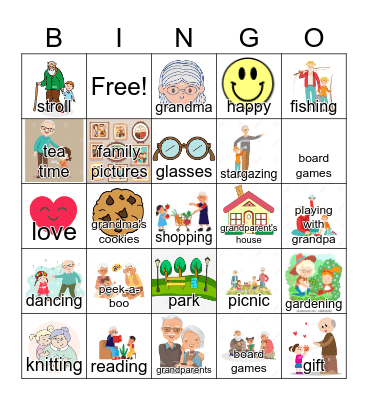 grandparents day Bingo Card