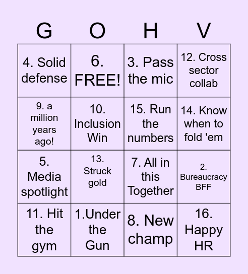 Advocate Bingo! Bingo Card