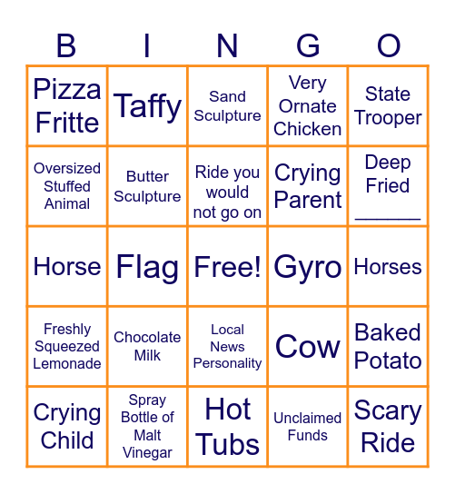 State Fair Bingo Card