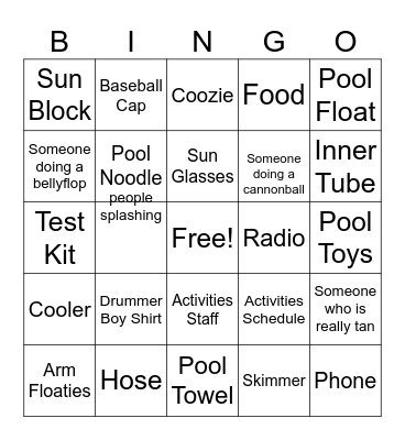 Poolside Bingo Card