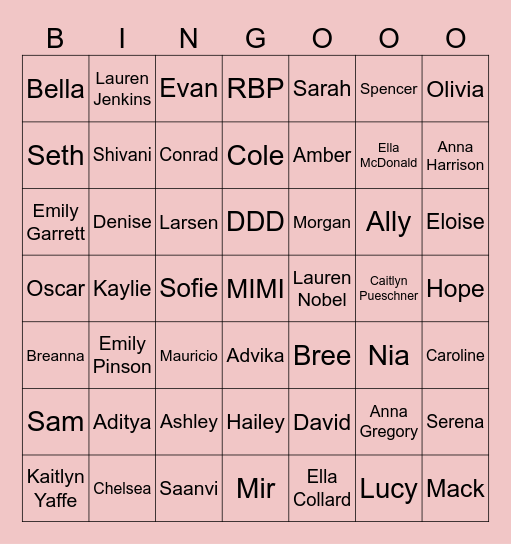 oxford bingo 2.0 Bingo Card