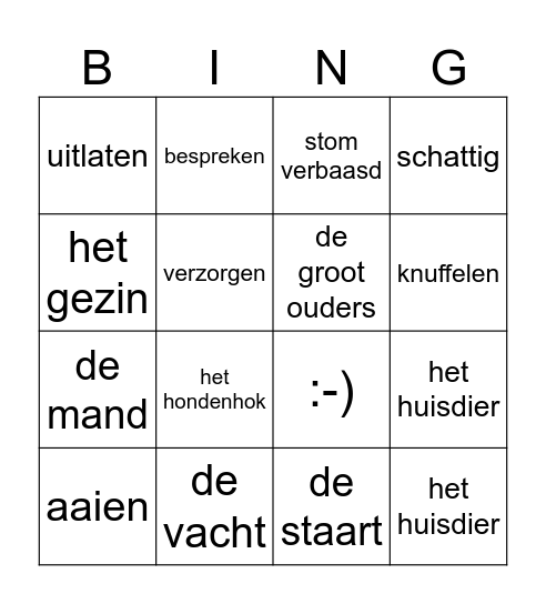 Woordenschat groep 4 thema 1 Bingo Card