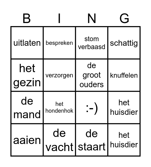 Woordenschat Groep 4 Thema 1 Bingo Card