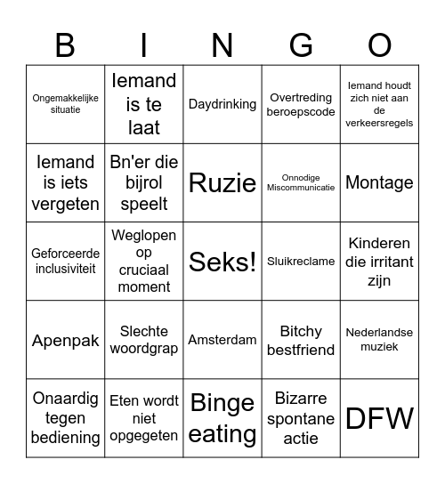 Nederlandse films Bingo Card