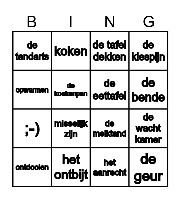 Woordenschat gr 4 thema 2 Bingo Card