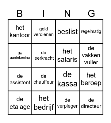 WS groep 4 thema 4 Bingo Card