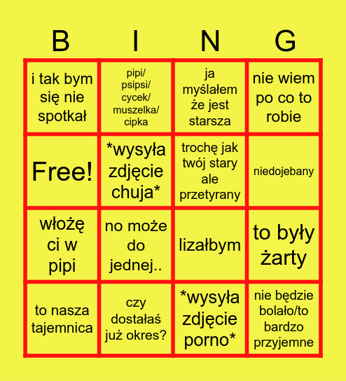 ECPU Pedofilskie Bingo Card