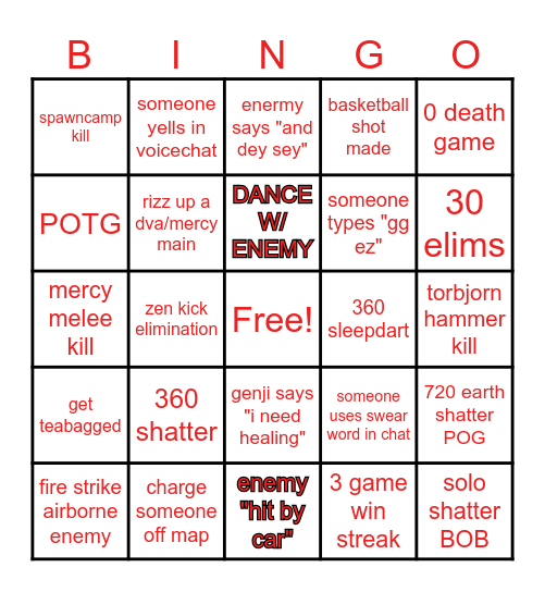 OVERWATCH 2 PARTY BINGO Card