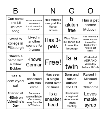 Bobber Bingo!! Bingo Card