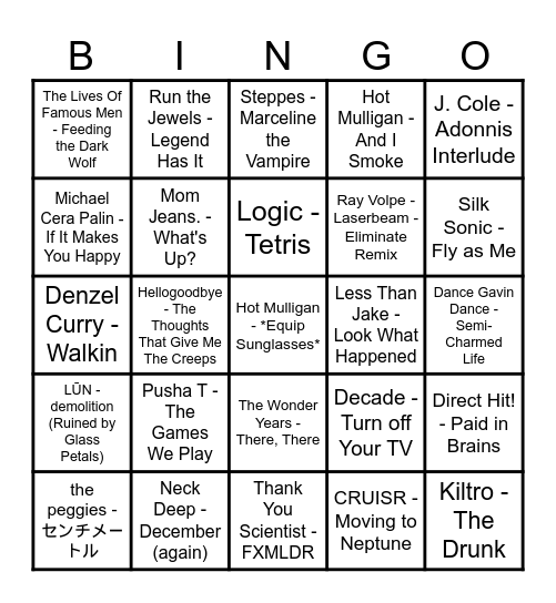 Spotify Wrapped :) Bingo Card