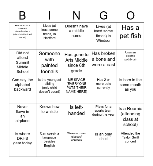 Get-To-Know-You BINGO Card