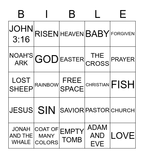 BIBLE BINGO Card