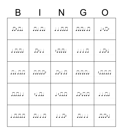 Rhythm Bingo Card