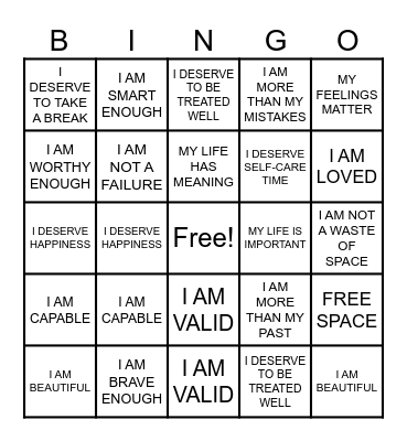 AFFIRMATION BINGO Card
