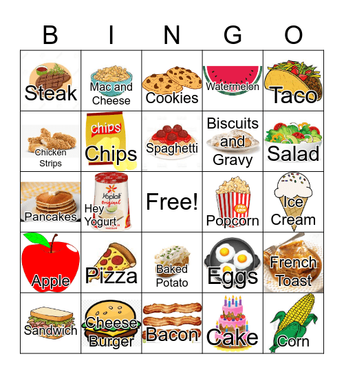F9 Food Bingo Card