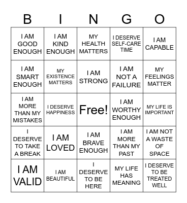 AFFIRMATION BINGO Card