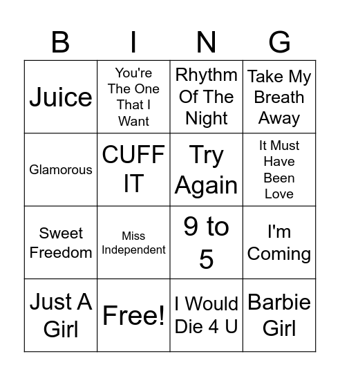 BARBIE BINGO BLACKOUT Bingo Card