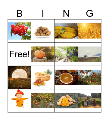 Fall Harvest Bingo Card