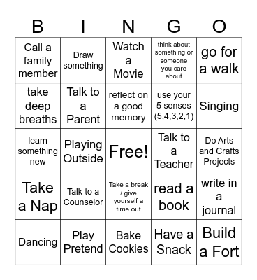 What are coping skills? Bingo Card