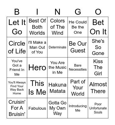 Country Music Bingo Card