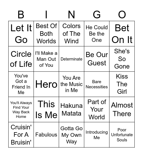 Country Music Bingo Card