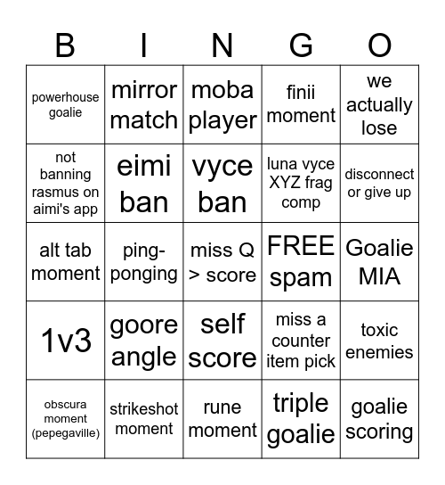 Omega Strikers Bingo Card