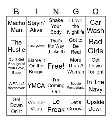 Disco Forever Bingo Card