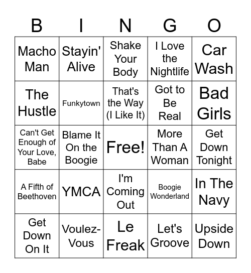 Disco Forever Bingo Card