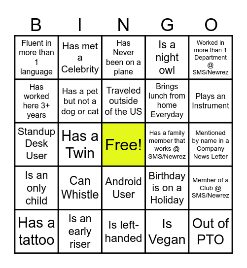 Shellpoint Bingo Card