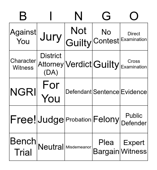 Competency Bingo Card