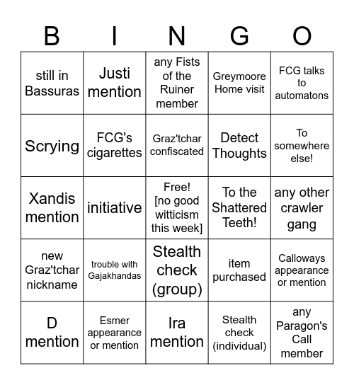 Hopefully We Don't Leave Running This Time [Critical Role 3.70] Bingo Card