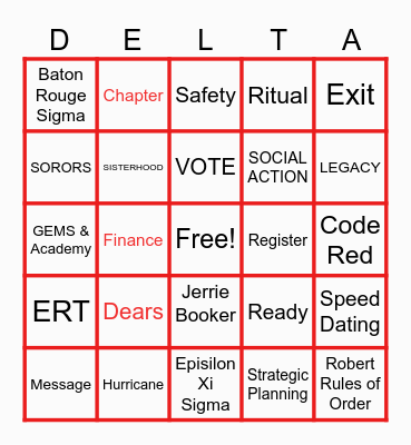 DELTA SIGMA THETA Bingo Card