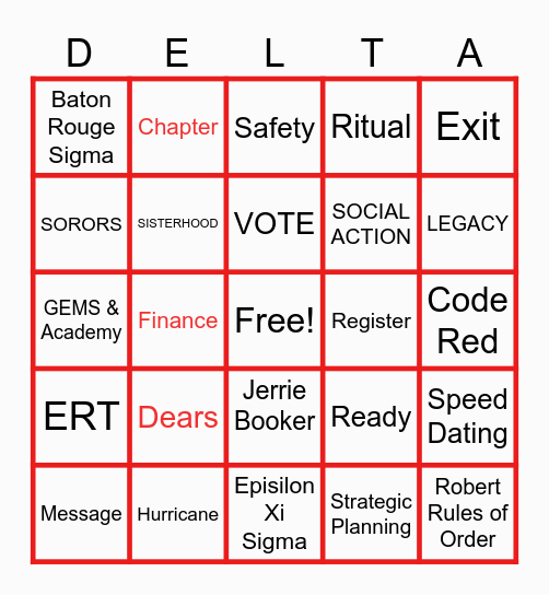 DELTA SIGMA THETA Bingo Card