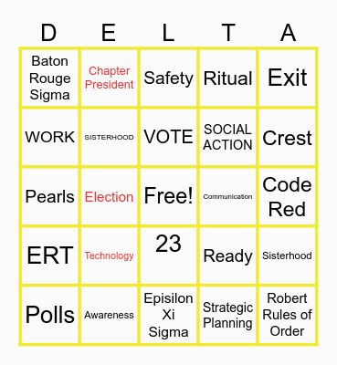 DELTA SIGMA THETA Bingo Card