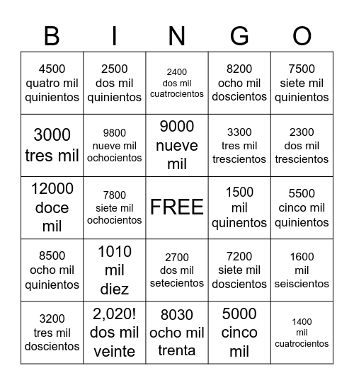 BINGO Card