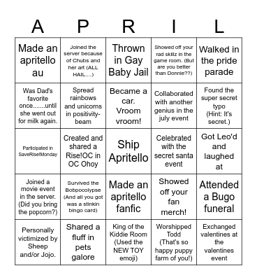 The Lair of Apritello Bingo Card