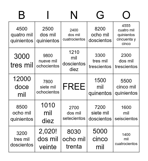 BINGO Card